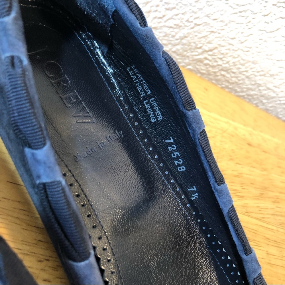 Blue Suede Leather Ballet Flats J Crew Ribbon Bow  Slip On Italy Women's… - Picture 3 of 10